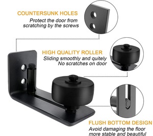 WEKIS per porte scorrevoli in acciaio resistente per portiera da fienile guida moderna e regolabile a rullo per soggiorno <span class=keywords><strong>porta</strong></span> nera resistente a parete - Product Image 4