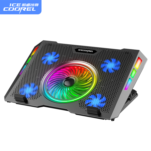 Hot Sale RGB Gaming Notebook Cooler Ice Coorel New 5fans Cooling Pad Plastic Material in Stock