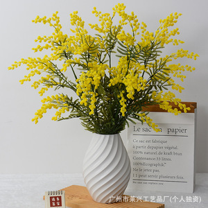Ramas Cortas de Acacia Artificial Laixing, Color Amarillo y Blanco, Flores de Seda para Decoración del Hogar y Accesorios para Bodas - Product Image 4