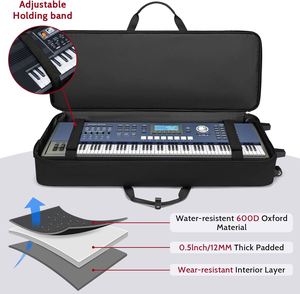 61 Key Keyboard Case with Wheels, Internal Size: 41.7"x 14.5"x 5.7", Waterproof Padded <b>Rolling</b> Gig <b>Bag</b> Keyboard Piano Case - Product Image 3