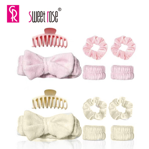 Set de Diadema y Muñequeras Sweet Rose Spa: Diadema con Lazo Esponjoso, Pinzas Mate para el Cabello, Scrunchies de Satén y Kit de Herramientas para el Cuidado de la Piel - Product Image 2