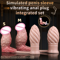 Masajeador de Próstata con Vibración, Estimulador del Punto G con Funda de Pene Realista, Set de Iniciación para Principiantes, Alargador de Pene y Masturbador para Hombres
