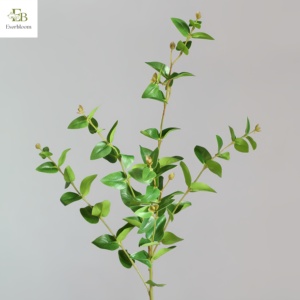 Haute qualité vraie touche vert eucalyptus fleur argent feuilles branches artificielles tiges de feuilles pour la maison nouvel an mariage - Product Image 2