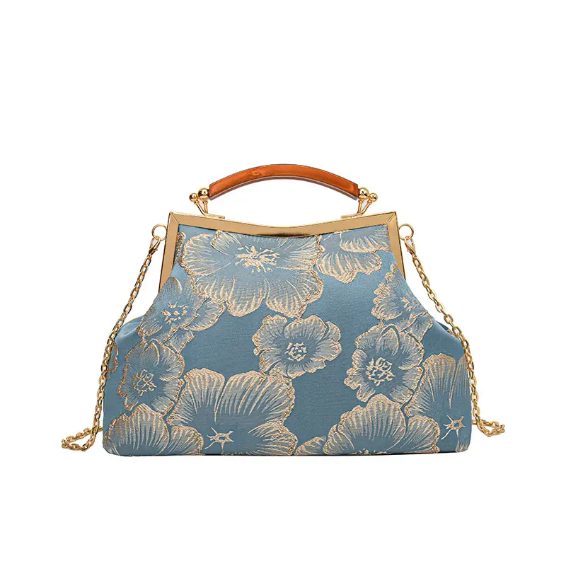 Vrouwen Vintage Borduurwerk Top Handgreep Stikwerk Handtas Avondtas Borduurwerk Crossbody Schoudertas Met Houten Handvat