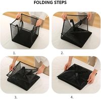 Panier à linge pliable en maille carrée grande taille avec poignées, portable, noir, durable, pour vêtements sales, pour la maison et la garde-robe