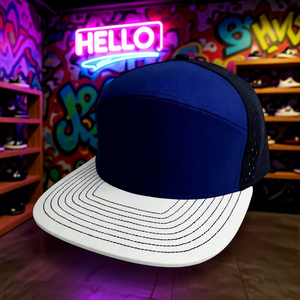 Casquette de golf respirante, imperméable, à séchage rapide, à visière plate, en polyester, broderie à la main, logo personnalisé, légère, 5 panneaux, fermeture snapback - Product Image 3