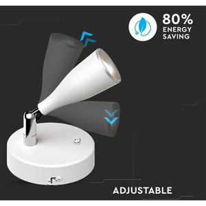 Applique da Parete Moderna a LED Bianca con Interruttore, Testa Orientabile 4000K, IP20, 4.5W, SKU-8677, Luce Bianca Calda - Product Image 4