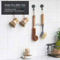 Brosse à vaisselle en bambou naturel avec logo personnalisé Brosses de lavage en bois robustes Distributeur de savon en céramique Kit de nettoyage de casseroles Kit cadeau