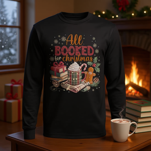 Camiseta de manga larga con diseño de libros navideños y cacao, regalos de Navidad - Product Image 2