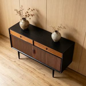 Hot Sale Mid Century Modern Fluted Wood <b>Sideboard</b> 2 Drawer 2 Door <b>Storage</b> Cabinet Retro Minimalist Credenza for Living Room - Product Image 5