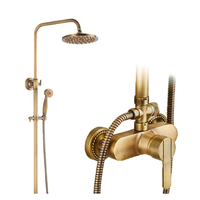 Ensemble de douche en laiton bronze antique avec robinet de pluie apparent pour salle de bain