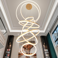 Nordique Minimaliste Multi Anneau Lustre Moderne Or Circulaire Escalier Grand Lustre Led Lustre Maison Villa Salon