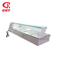 Bain chaud commercial GRT-RTC5H Marie d'affichage de réchauffeur d'aliments de table de 5 casseroles avec le couvercle en verre