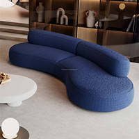 Conjunto de sofá de compresión moderno y ligero de lujo estilo crema Ins Luna curvada para apartamentos grandes y pequeños para hoteles