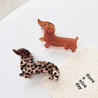 Aksesoris Rambut Jepit Desain Dachshund Motif Leopard Warna Karamel Manis Terbaru, Logo Custom, Untuk Wanita, Cocok untuk Gaya Rambut Updo di Bagian Belakang Kepala