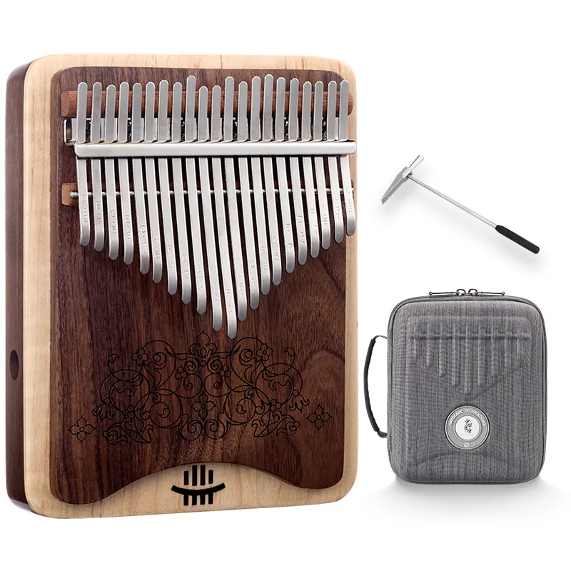 Hluru Kalimba 21 Key Thumb Piano Acoustic Musical Instrument Solid Wood Finger Piano With Pickup KZ