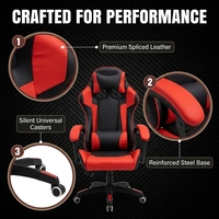 Chaise de jeu industrielle en cuir AOR avec fonction inclinable, chaise élévatrice, accoudoirs réglables, base oscillante