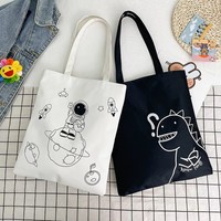 Bolsa de Lona Personalizable con Estampados para Mujer, Diseño de Arte Literario de Dibujos Animados, Bolsa Multiusos Tipo Tote y Bandolera