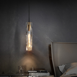 Modern Minimalist All-Copper Pendant <b>Light</b> Luxury Crystal Bedroom Bedside Lamp Creative Hanging Wire <b>Chandelier</b> Pendant <b>Lights</b> - Product Image 1