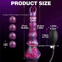 Dildo Monster Ovipositor con 4 Huevos, Silicona Líquida Impermeable, Bomba Inflable, Juguete Sexual de Fantasía con Nudo de Caballo y Dragón, Modelo con Ventosa