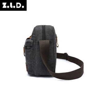 ZUOLUNDUO本革キャンバスショルダーバッグ男性クロスボディカジュアルメッセンジャーバッグ工場卸売 - Product Image 4
