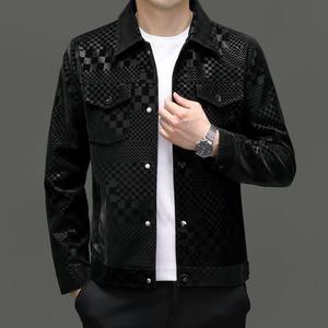 <span class=keywords><strong>Veste</strong></span> décontractée homme automne-hiver en velours véritable à carreaux, col à revers, respirante, épaisse, élégante et tendance - Product Image 6