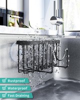 Organisateur d'évier de cuisine en acier inoxydable antirouille, porte-éponge multifonctionnel en forme de M