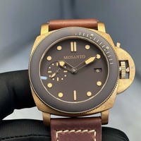 Montre de plongée mécanique automatique pour homme, boîtier en bronze de 47 mm, étanche à 300 m, bracelet en cuir véritable, montre-bracelet de sport