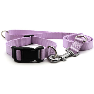 Conjunto de Correa y Collar para perro, equipo de entrenamiento ajustable de nailon de colores macarrón suave con anillo en D doble, traje para mascotas a juego - Product Image 2