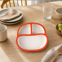 Plateau d'alimentation pour bébé avec ventouse, compartiments divisés, bol de sevrage en silicone, ensemble repas incassable pour bébés de 3 mois