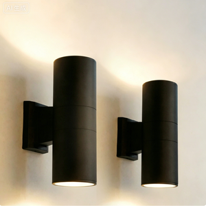 ไฟติดผนัง LED กันน้ำ 12W สำหรับภายนอกอาคาร, โคมไฟทรงกลมแบบหัวเดี่ยว/หัวคู่, IP65 สำหรับสวน, ลานบ้าน, เสา, ภายนอกวิลล่า - Product Image 1