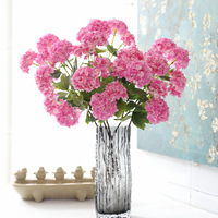 Bunga Hydrangea Sutra Buatan Mini 6 Kepala Model Bola Salju, Tangkai Panjang, Cetak 3D, Dekorasi Ruang Tamu Rumah, Rangkaian Bunga Pernikahan