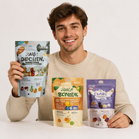 Sachet d'emballage alimentaire personnalisé imprimé, refermable avec fermeture éclair, résistant à l'humidité pour bonbons et snacks