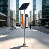 Señalización Digital Inteligente para Paradas de Autobús, Montada en Poste Vertical, Panel Solar, Pantalla LCD para Publicidad Exterior, Resistente a la Intemperie IP65