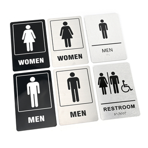 Panneau de signalisation auto-adhésif <span class=keywords><strong>3M</strong></span> pour toilettes de magasin de proximité, <span class=keywords><strong>plaque</strong></span> acrylique noire et blanche personnalisée et étanche pour restaurant rapide - Product Image 3