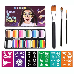 Lot de 12 couleurs de peinture <span class=keywords><strong>gouache</strong></span> arc-en-ciel professionnelle pour le corps et le visage, maquillage artistique pour enfants, cosmétiques pour enfants - Product Image 3