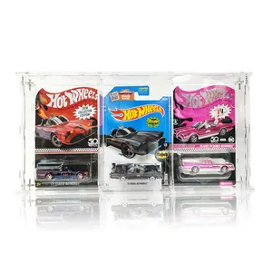 Custom Design Transparent Acrylic Hot Wheels Display Box Mainline Hot Wheels Case with 3 Slots