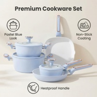 Ensemble de batterie de cuisine en aluminium de haute qualité pour la vente en gros, comprenant casseroles, poêles et faitouts, avec revêtement antiadhésif en céramique