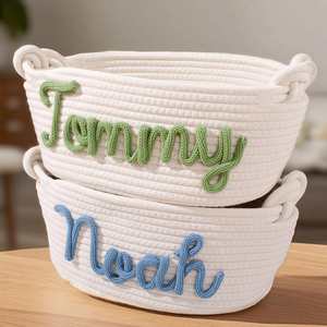 Cesta de Almacenamiento Tejida a Mano con Monograma, de Algodón, Moderna, para Guardar Juguetes de Bebé, Regalo de Acción de Gracias, Marca Personalizada, China - Product Image 3