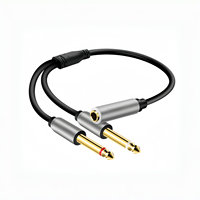 Adaptateur répartiteur en Y stéréo 6,35 mm femelle vers double jack mono TS 6,35 mm mâle, compatible avec amplificateur et microphone