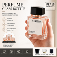 Flacon de parfum vide de luxe personnalisé en verre carré de 30 ml, 50 ml, 100 ml avec bouchon noir facetté