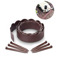 Pembatas Taman 10m x 12cm 3mm EasyFlex Tanpa Gali, Gulungan Plastik Embossed 2 in 1 untuk Rumput dan Bedeng Bunga Anti UV