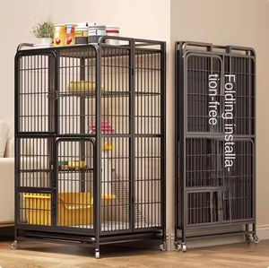 Katlanabilir İç Mekan Metal Kedi Kafesi, Evde Kullanım İçin Tuvaletli, Ekstra Geniş Alanlı, Güçlendirilmiş Kare Boru Çerçeveli - Product Image 1