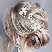 Accessoires de cheveux élégants pour mariée, lot de 6, perles œil de cheval, cristaux, alliage plaqué or, épingle à cheveux en forme de U