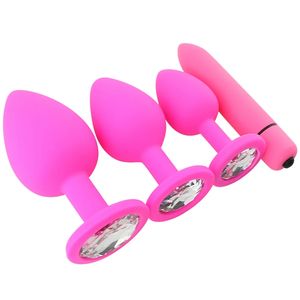 Sieraden Ontwerp Bullet Vibrator Unisex Anal Butt Plug <span class=keywords><strong>Ass</strong></span> Massage Vaginale Masturbatie Seksspeeltjes Sets Voor Vrouwen Homo Paar Roze - Product Image 1