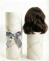 Caja de Cartón con Diseño de Mármol y Logotipo Personalizado Ecológica al por Mayor para Empaque y Almacenamiento de Pelucas con Lazo de Terciopelo para Extensiones de Cabello