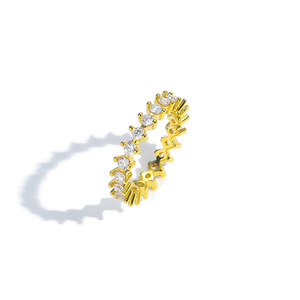 Bague simple en cuivre incrusté de zircon à 2 griffes, style hip-hop, pour l'index - Product Image 5