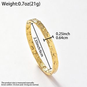 Zeadear classic evenly scattered floral ornament grain textured exterior durable luminous smooth 18k gold <b>bangle</b> <b>bracelet</b> - Product Image 6