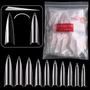 Großhandel 600 Stück/Beutel Französische Lange Stiletto Spitze Künstliche Nagelspitzen Natürlich Klar ABS Acryl Falsche Nagelverlängerung Zubehör - Product Image 1