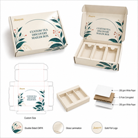 Boîte d'expédition personnalisée pour la découverte du thé, avec pelliculage brillant, doublure en éponge, emballage en papier E-Flute, logo en feuille d'or et insert à trois compartiments